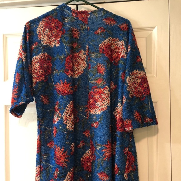Lularoe Blue Sweater Kimono Cover Up Top - Picture 4 of 9